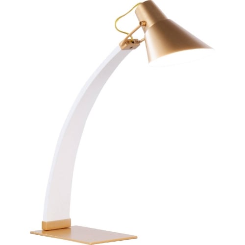 Noah Table Lamp in White Wood & Gold Metal